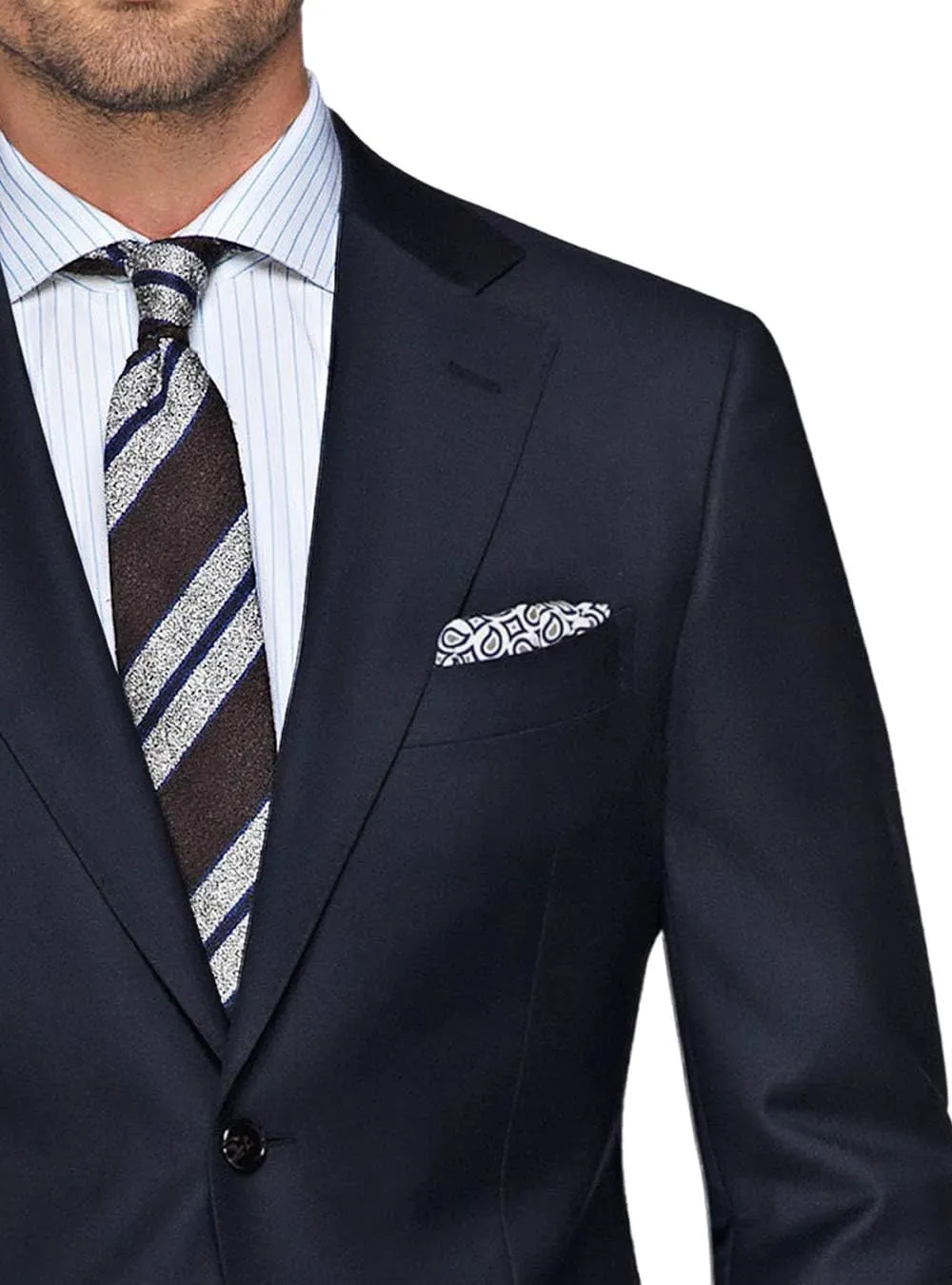 DTI GV Executive Italian Men's Two Button Wool Suit Jacket with Pant 2 Piece Set