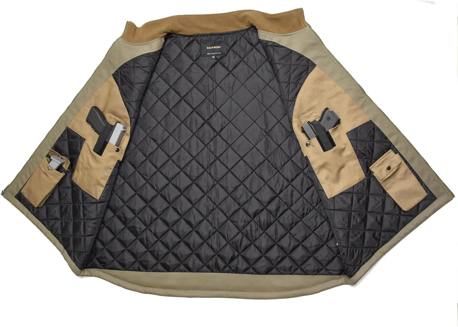 EDTREK Men's Concealed Carry Vest With Two Holster Inside - Urban Gun Vest With Zipped Chest Pocket
