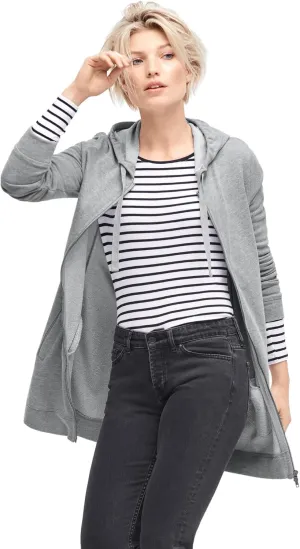 ellos Women's Plus Size Long Zip Front Hoodie French Terry Long Oversized Lightweight Jacket
