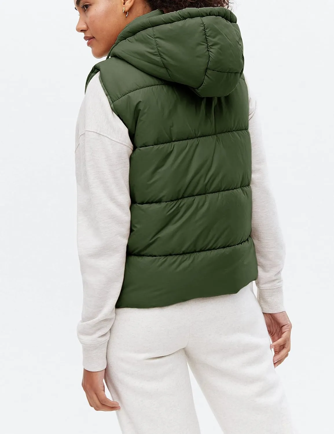 EsheSy Women's Puffer Vest with Removable Hood Sleeveless Full Zip Quilted Down Jacket