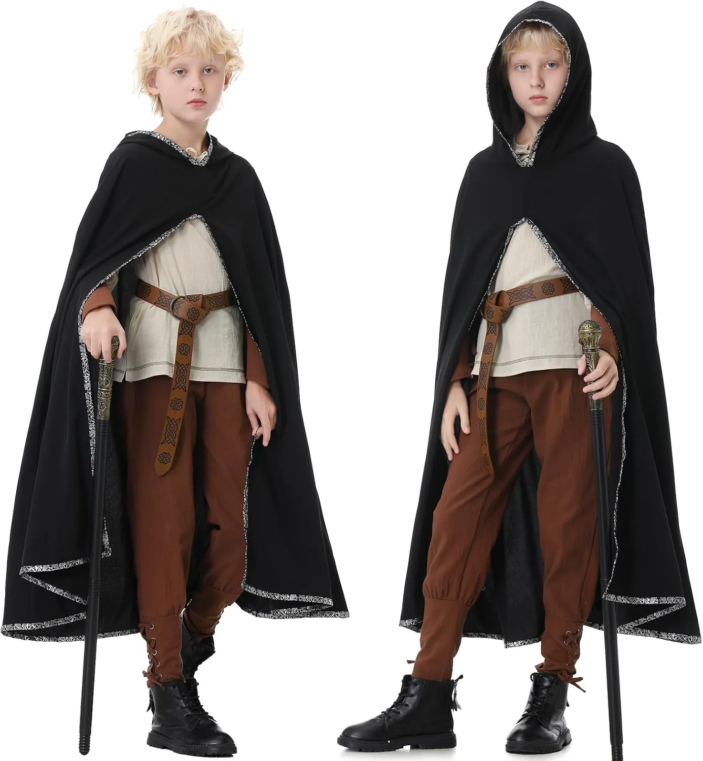 Ezuwail Boys Renaissance Costumes Outfit Kids Medieval Viking Costume Sets for Halloween, Ren Fair