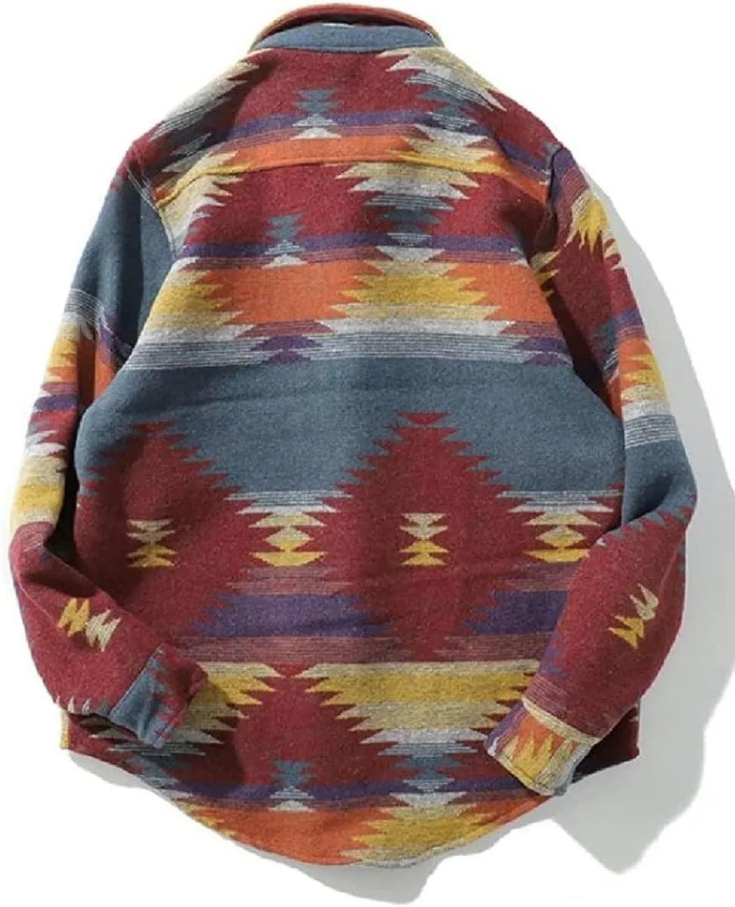 FindThy Mens Brushed Flannel Shirts Ethnic Aztec Print Button Up Lapel Tribal Shirt Jacket Shacket