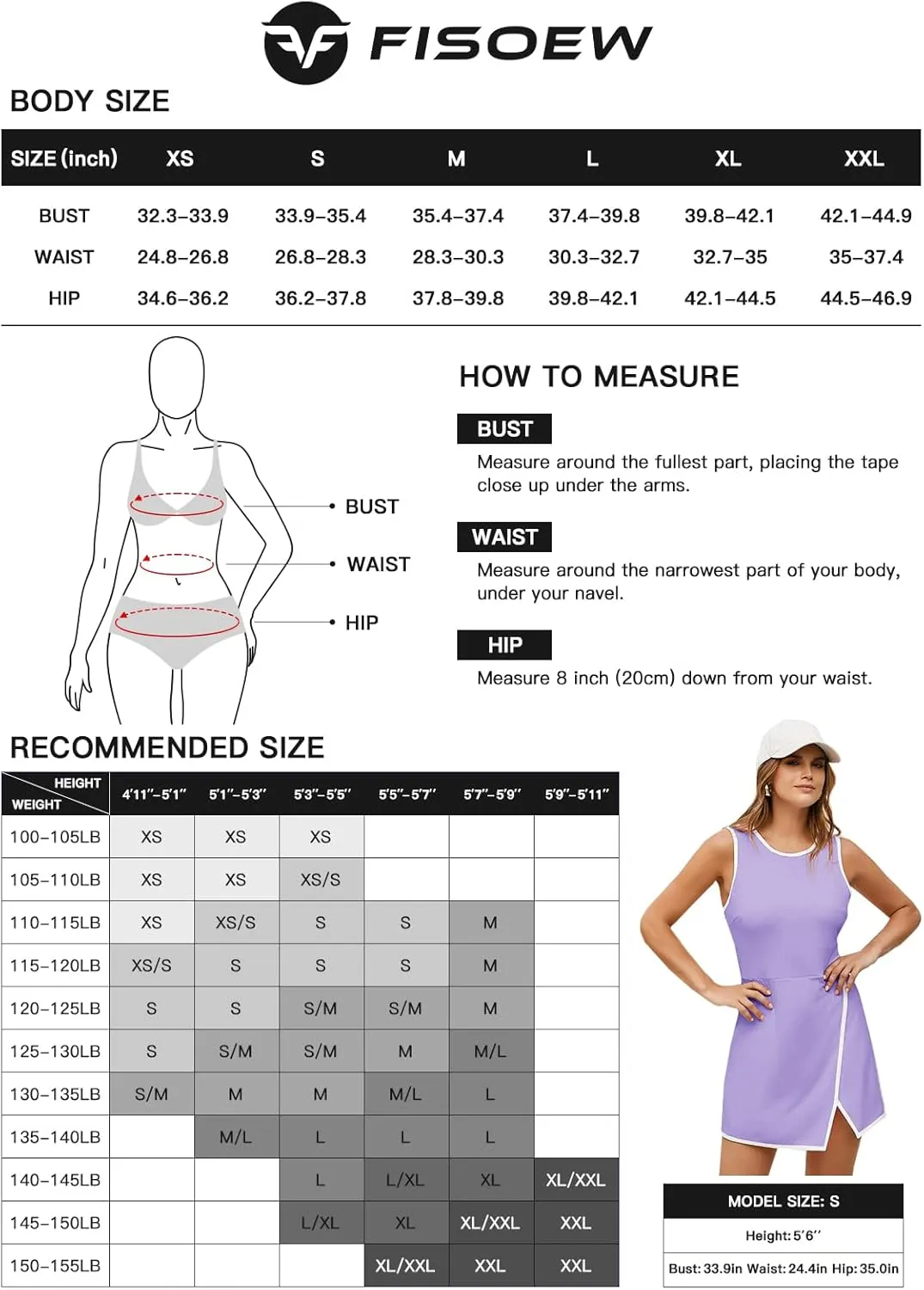 Fisoew Women's Workout Tennis Dress with Built-in Bra & Shorts Pockets Sleeveless Crewneck Golf Athletic Mini Dresses
