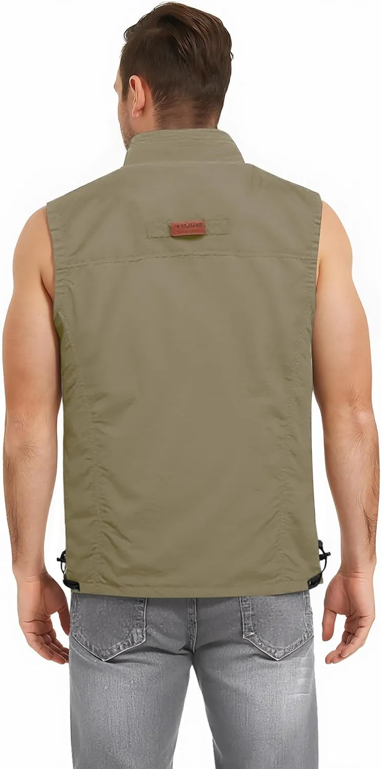 Flygo Men's Lightweight Outdoor Travel Work Fishing Vest with Multi-Pockets