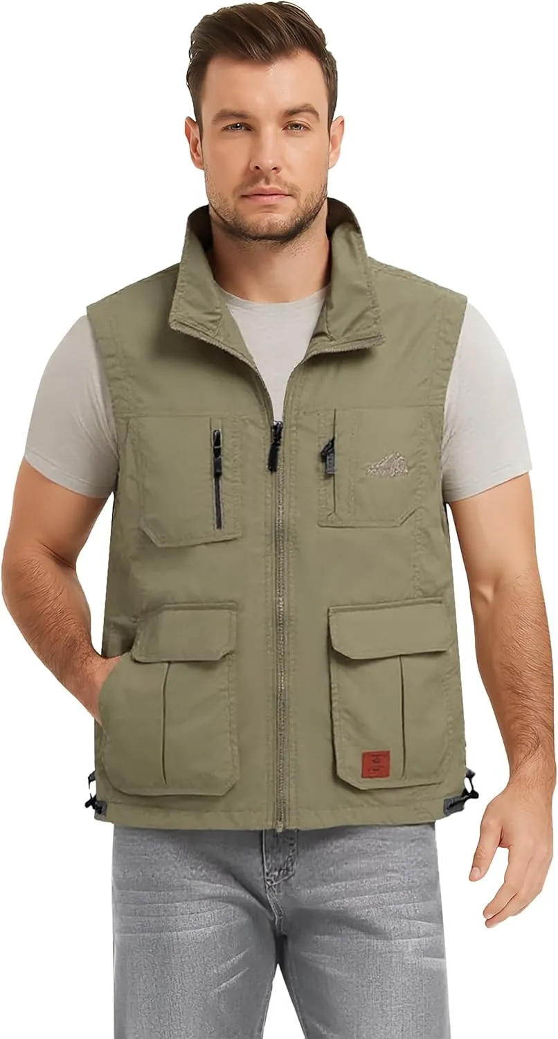 Flygo Men's Lightweight Outdoor Travel Work Fishing Vest with Multi-Pockets