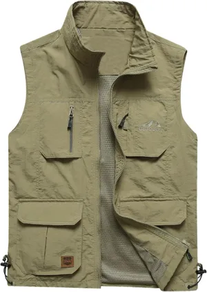 Flygo Men's Lightweight Outdoor Travel Work Fishing Vest with Multi-Pockets