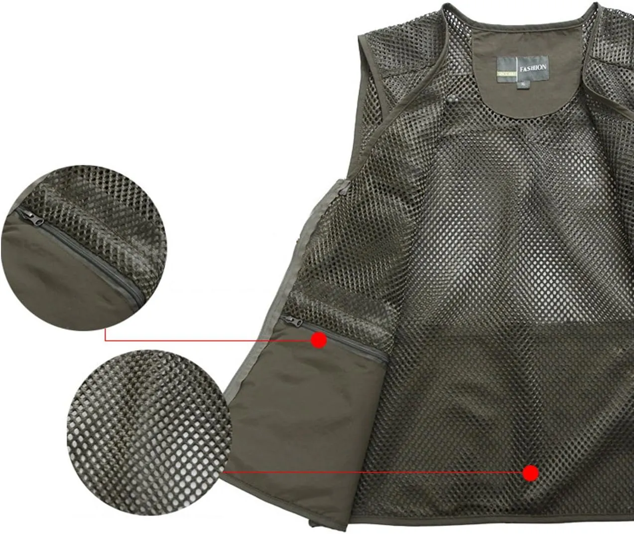 Flygo Mens Summer Outdoor Work Safari Fishing Travel Photo Vest with Pockets