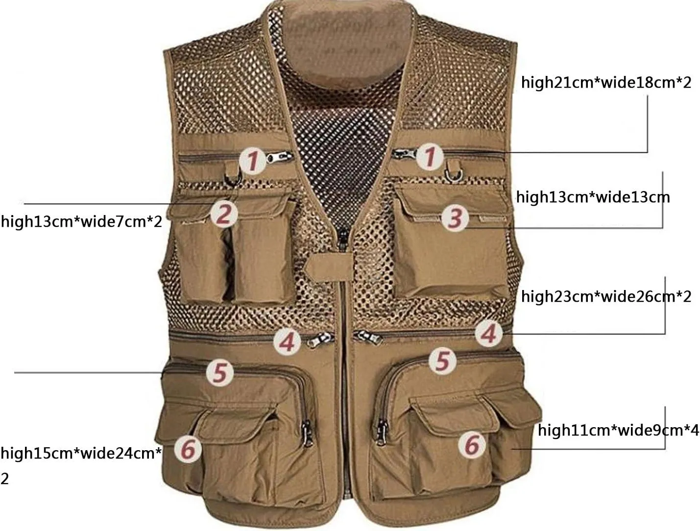 Flygo Mens Summer Outdoor Work Safari Fishing Travel Photo Vest with Pockets