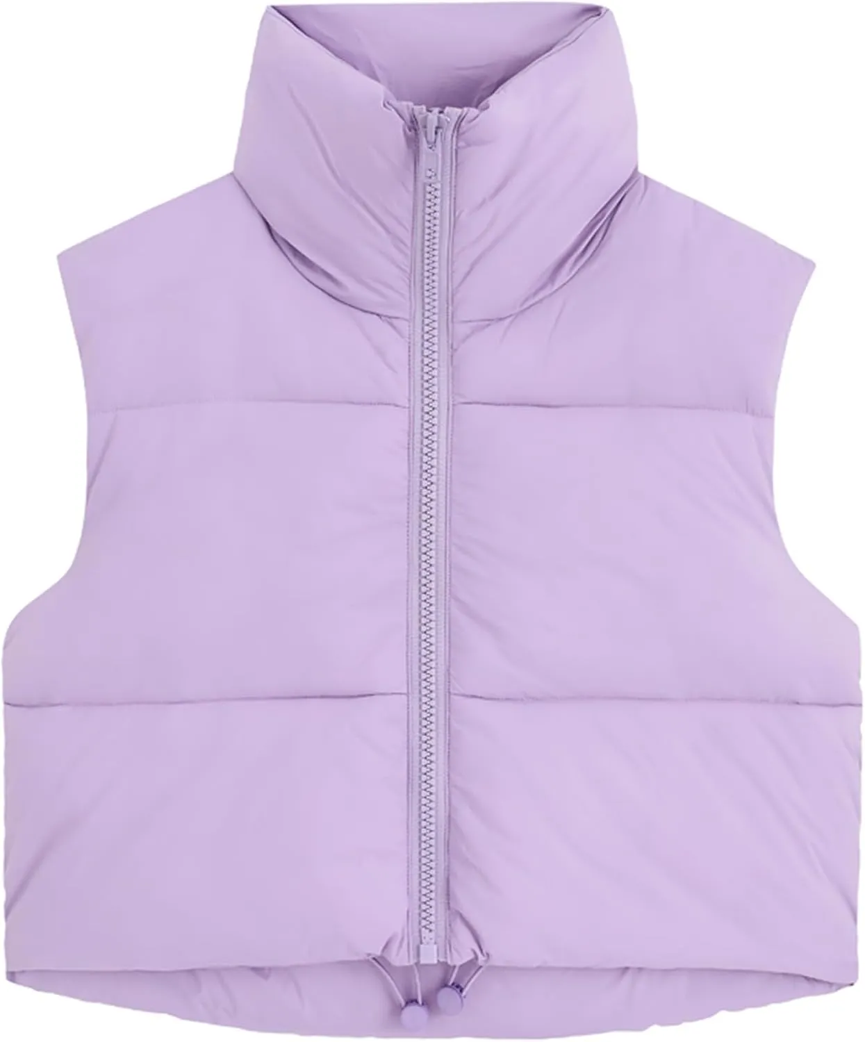 Fuinloth Women's Padded Vest, High Stand Collar Lightweight Zip Crop Puffer Gilet