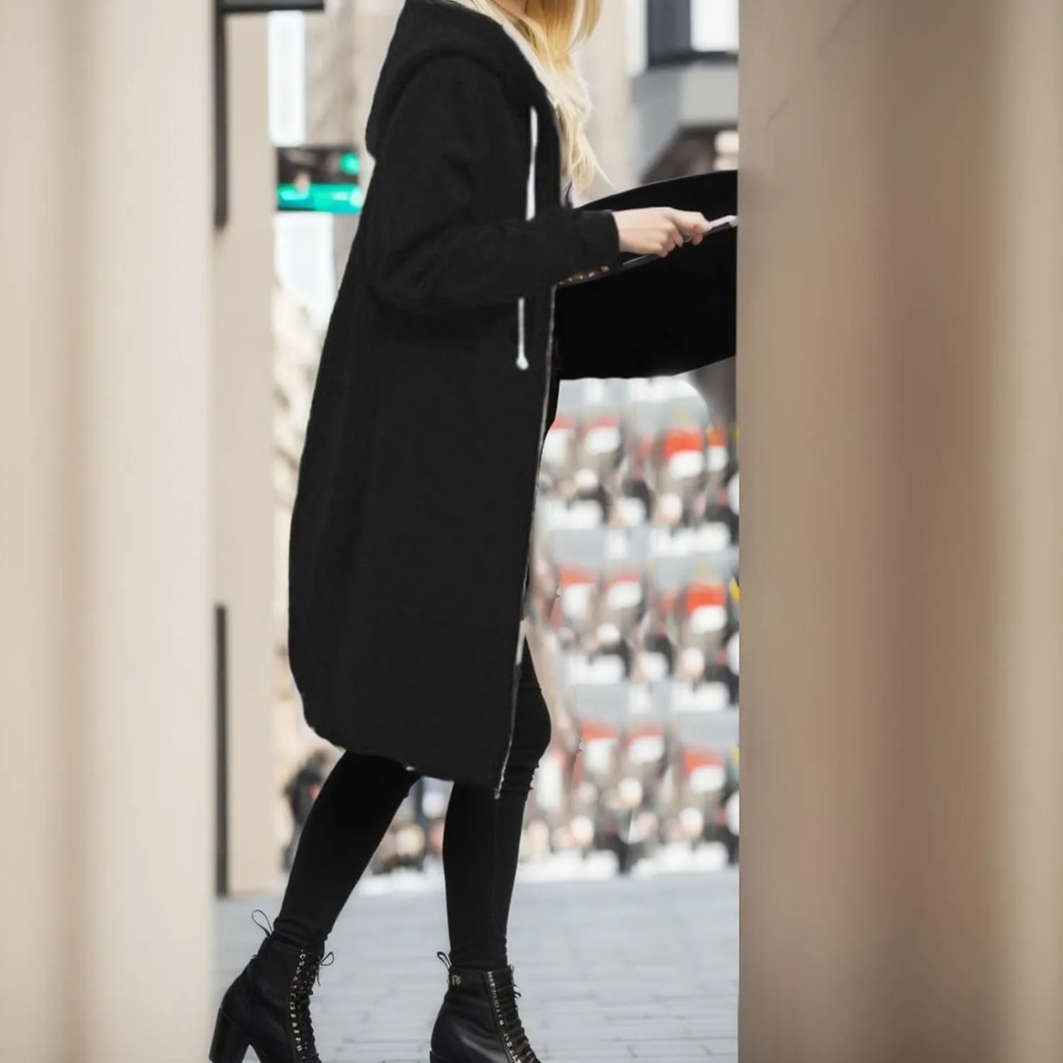Full Zip Up Hoodies for Women Lightweight Long Sleeve Long Tunic Sweatshirt Oversize Casual Loose Outdoor Jackets Pockets