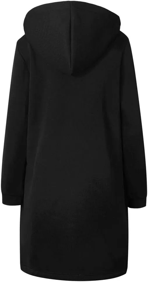 Full Zip Up Hoodies for Women Lightweight Long Sleeve Long Tunic Sweatshirt Oversize Casual Loose Outdoor Jackets Pockets