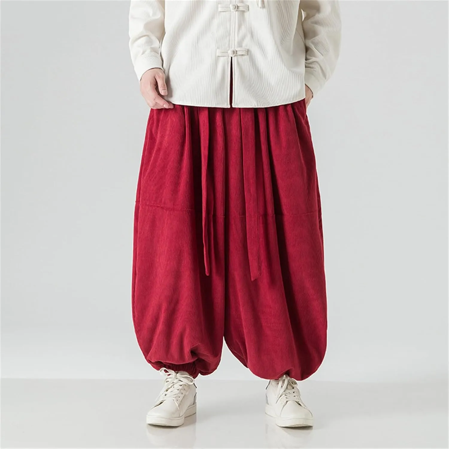 GIERIDUC Mens Cargo Sweatpants Mens Elasticated Waist Corduroy Trousers Extra Long Walking Trousers Best Sweat Pants for Men