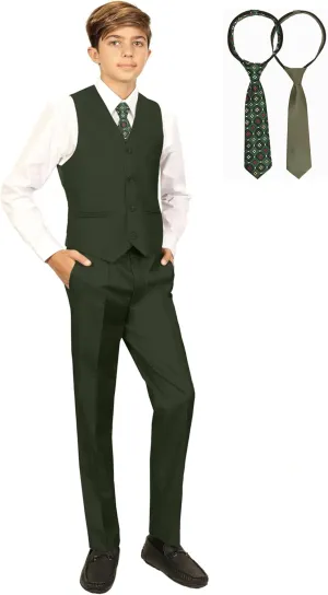 Gioberti 5 Piece Boys Formal Vest, Pants, Dress Shirt & Tie Set