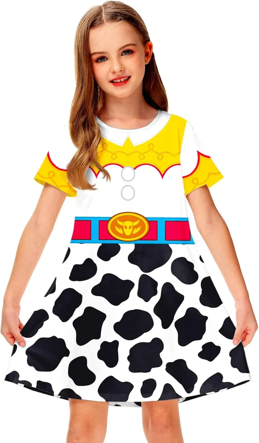 Girl 4th of July Dresses Short Sleeve Summer Hawaiian Tshirt Dress 5-14 Years