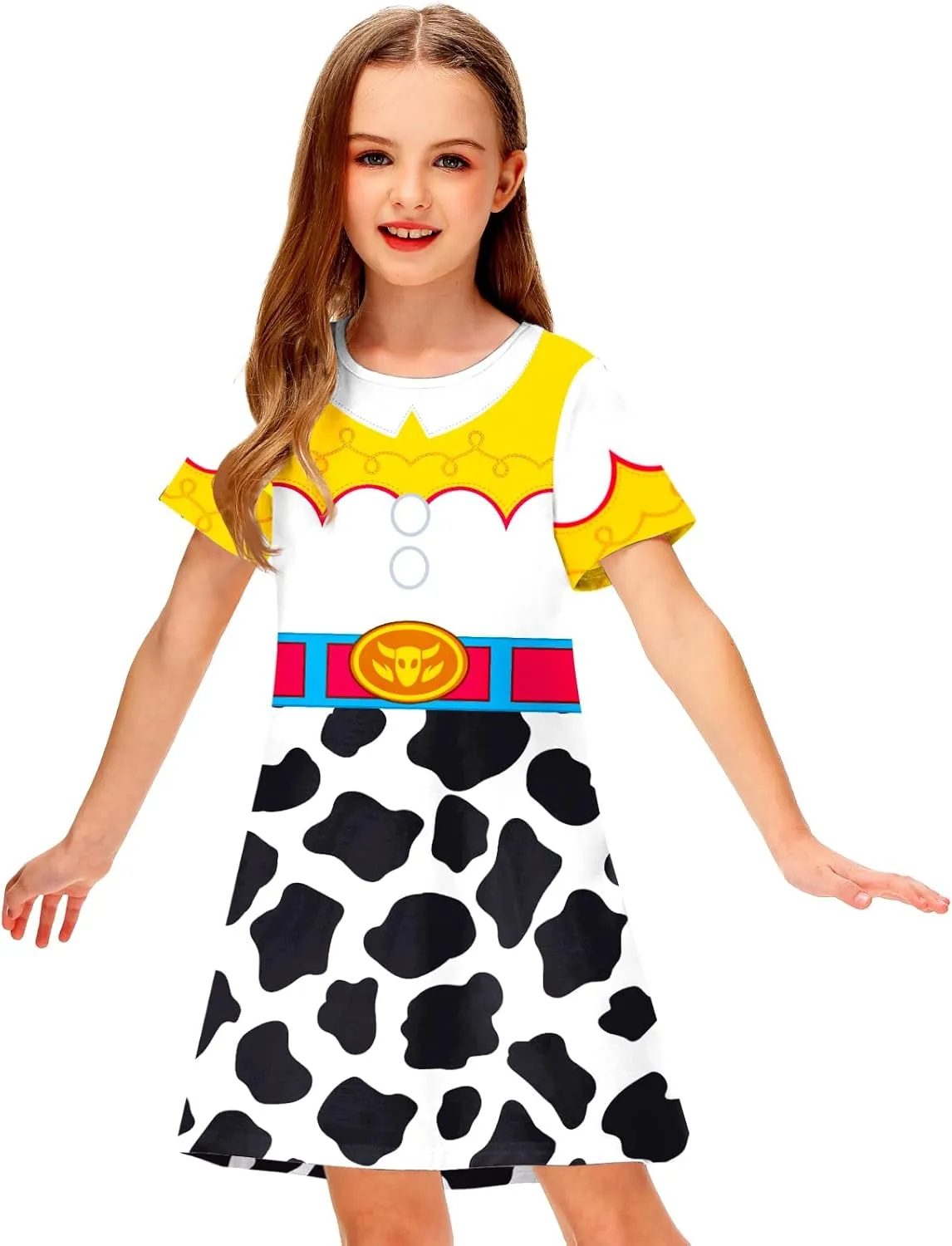 Girl 4th of July Dresses Short Sleeve Summer Hawaiian Tshirt Dress 5-14 Years