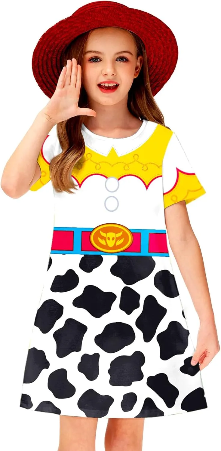 Girl 4th of July Dresses Short Sleeve Summer Hawaiian Tshirt Dress 5-14 Years