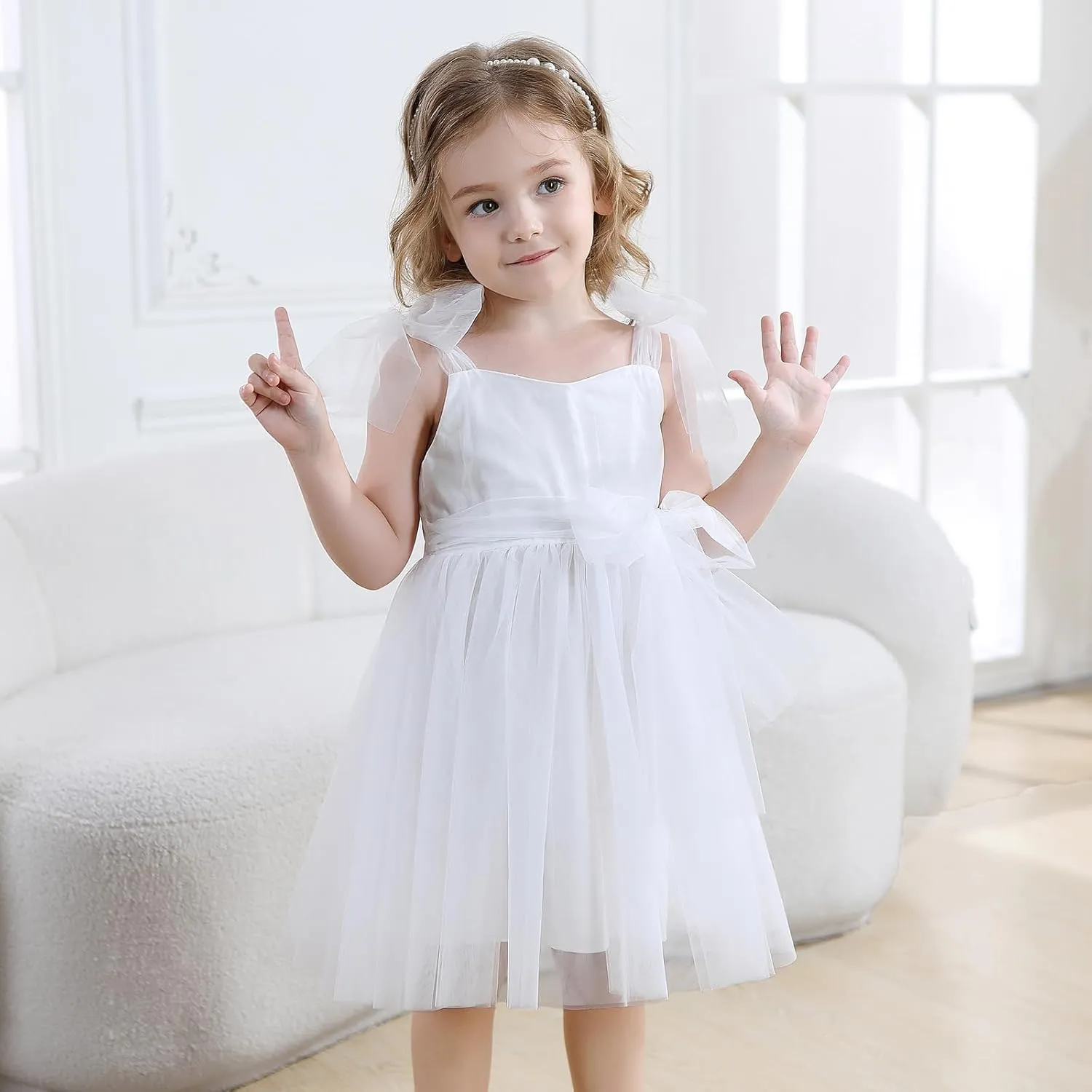 Girls and Toddler Tulle Summer Dress Backless Flutter Sleeves Casual Tutu Dress Birthday Party Princess Sundress 6M-8Y