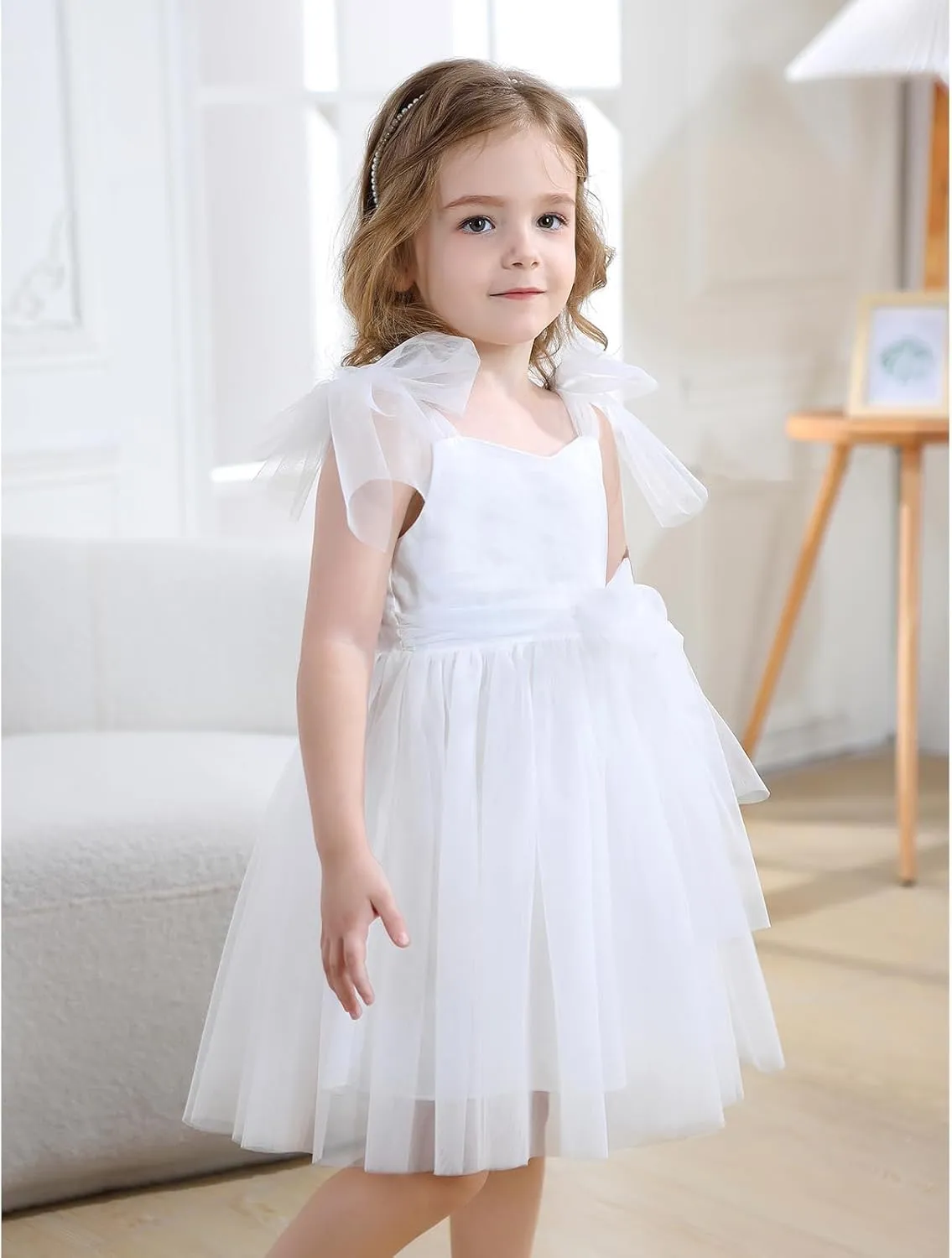 Girls and Toddler Tulle Summer Dress Backless Flutter Sleeves Casual Tutu Dress Birthday Party Princess Sundress 6M-8Y
