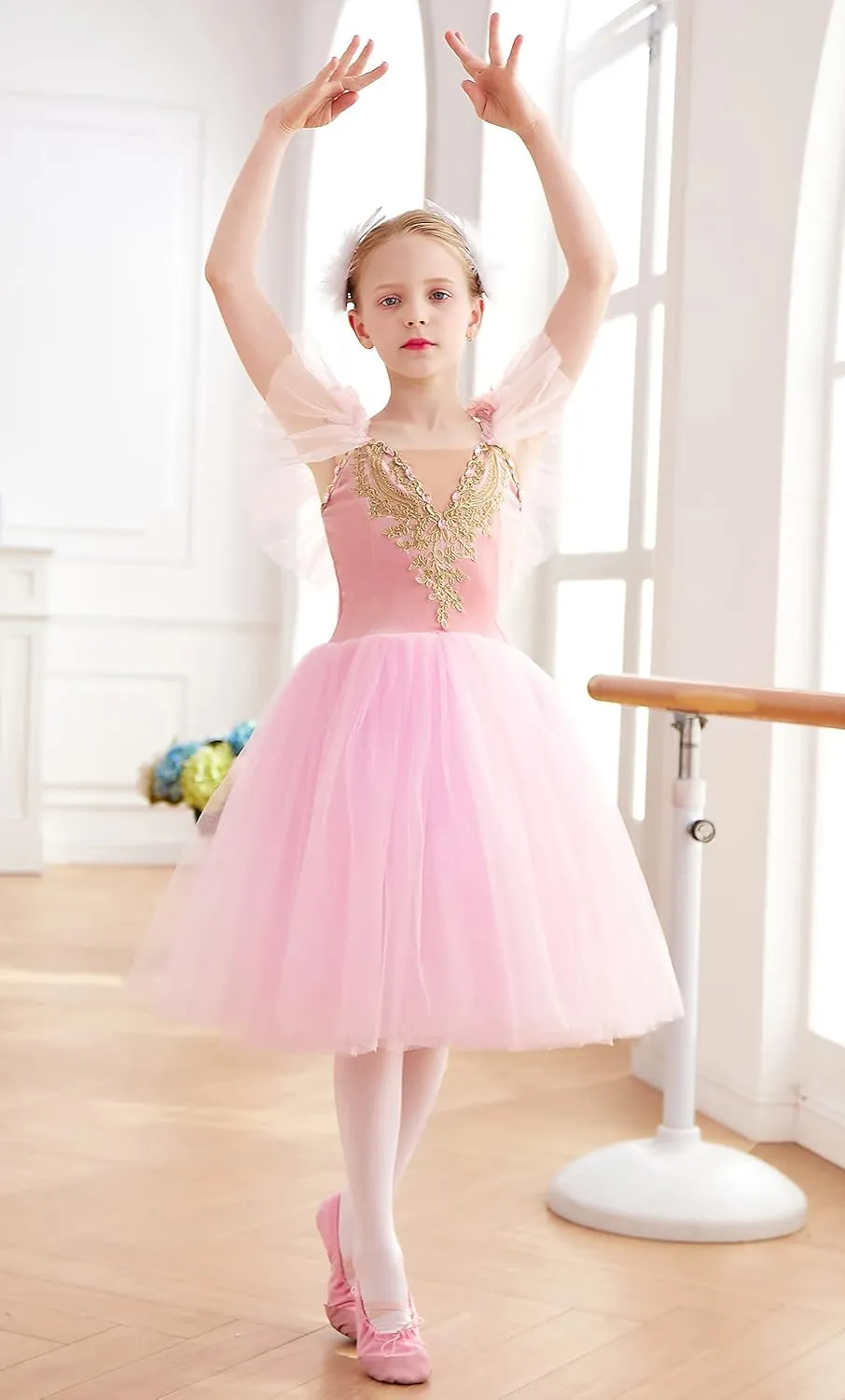 Girls Sundress swan Dance Dress Tutu Performance Long Tulle Dress Halloween Christmas Dress