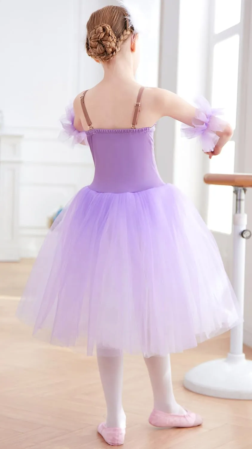 Girls Sundress swan Dance Dress Tutu Performance Long Tulle Dress Halloween Christmas Dress