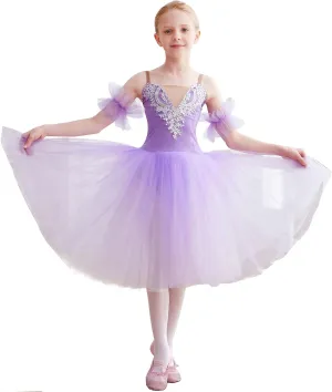 Girls Sundress swan Dance Dress Tutu Performance Long Tulle Dress Halloween Christmas Dress