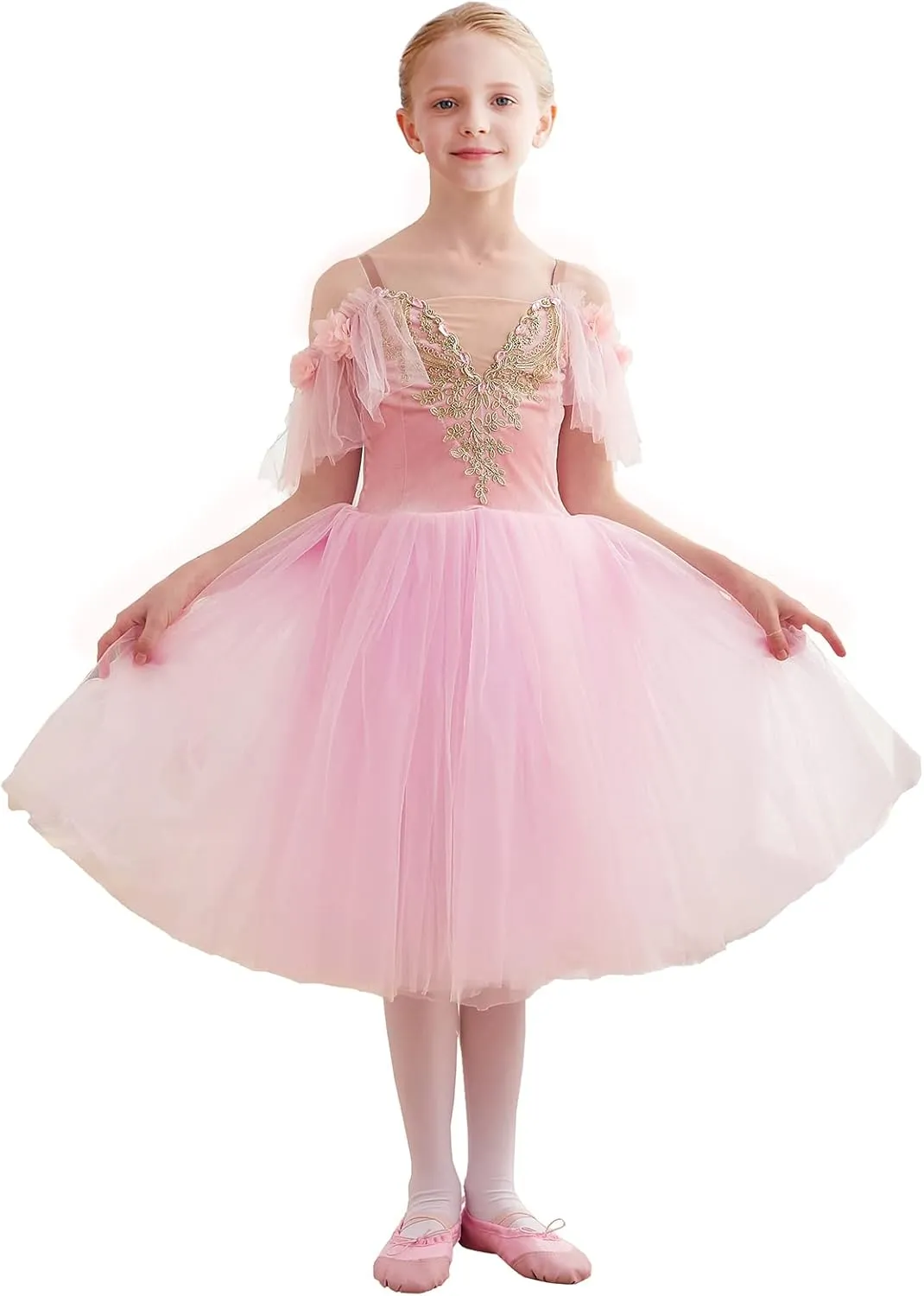 Girls Sundress swan Dance Dress Tutu Performance Long Tulle Dress Halloween Christmas Dress