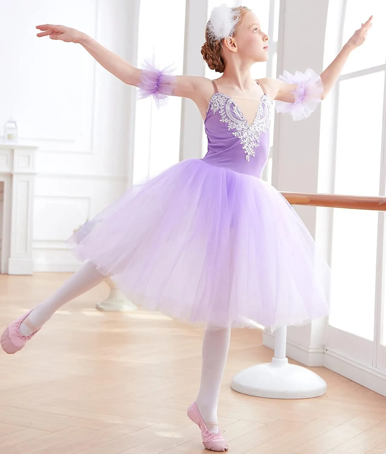 Girls Sundress swan Dance Dress Tutu Performance Long Tulle Dress Halloween Christmas Dress