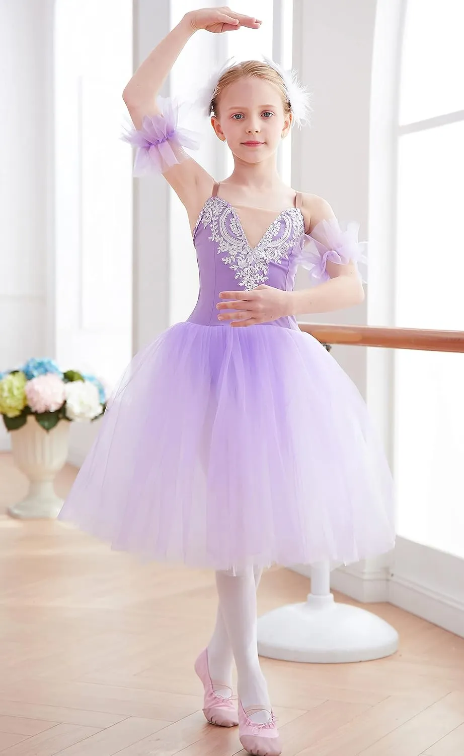 Girls Sundress swan Dance Dress Tutu Performance Long Tulle Dress Halloween Christmas Dress