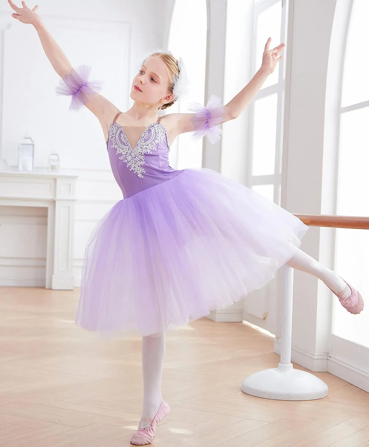 Girls Sundress swan Dance Dress Tutu Performance Long Tulle Dress Halloween Christmas Dress