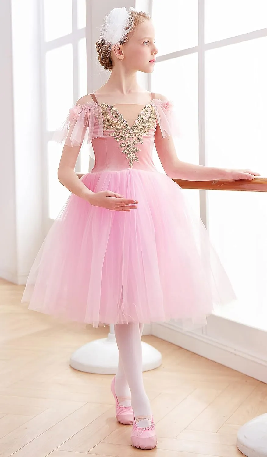 Girls Sundress swan Dance Dress Tutu Performance Long Tulle Dress Halloween Christmas Dress