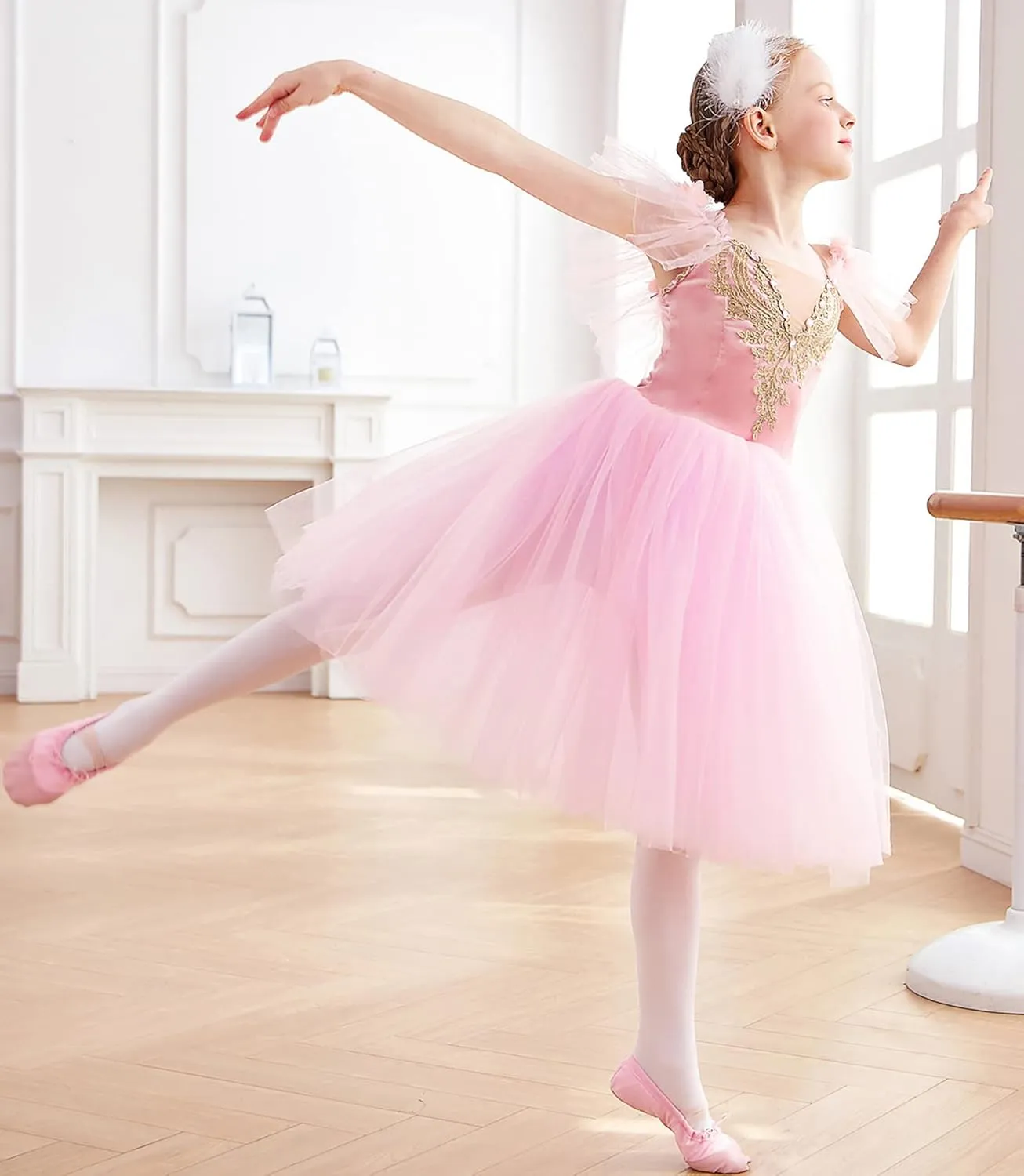 Girls Sundress swan Dance Dress Tutu Performance Long Tulle Dress Halloween Christmas Dress