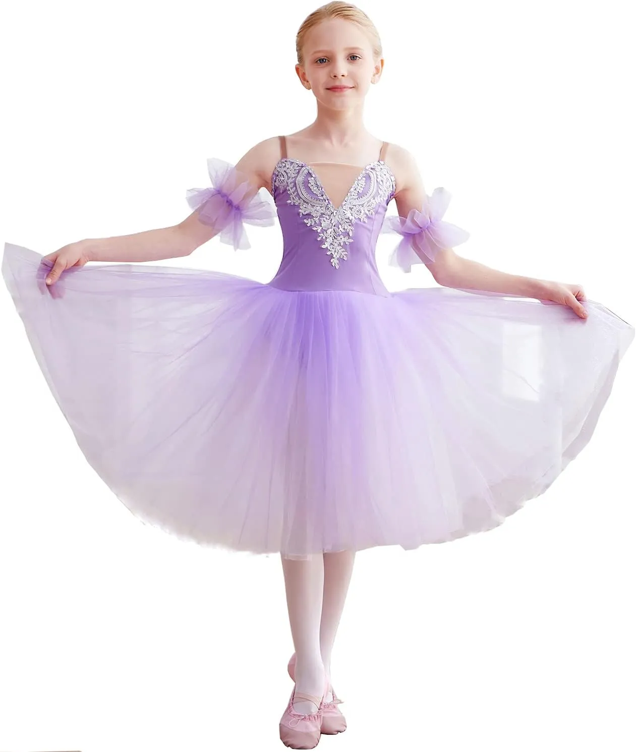 Girls Sundress swan Dance Dress Tutu Performance Long Tulle Dress Halloween Christmas Dress