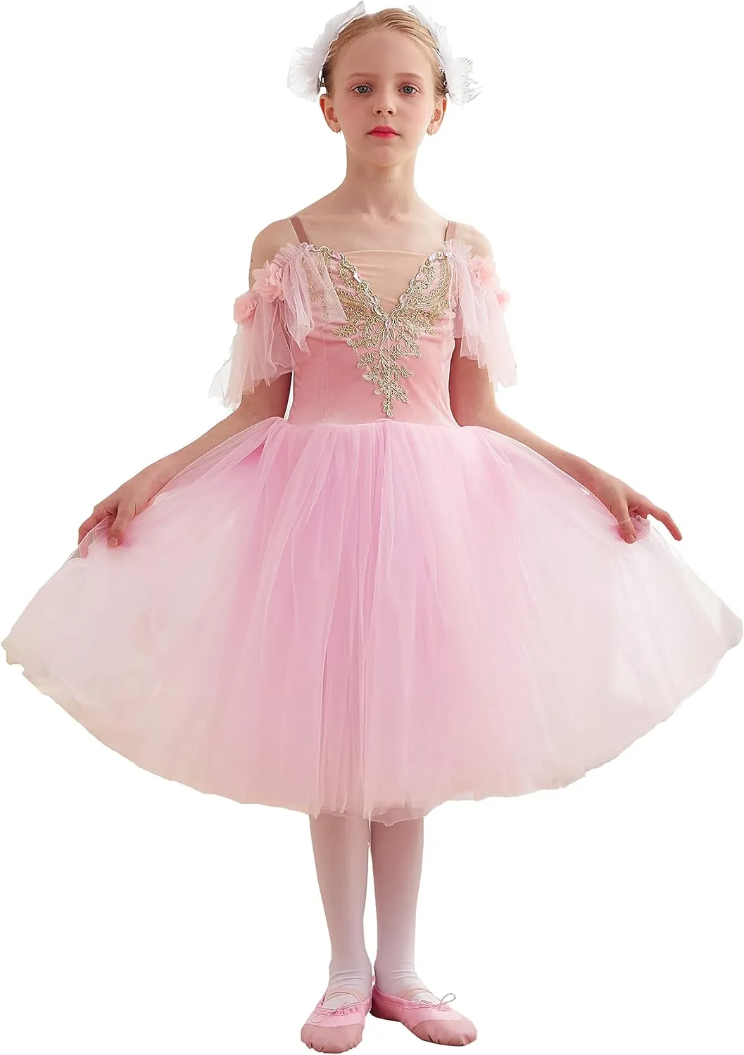Girls Sundress swan Dance Dress Tutu Performance Long Tulle Dress Halloween Christmas Dress