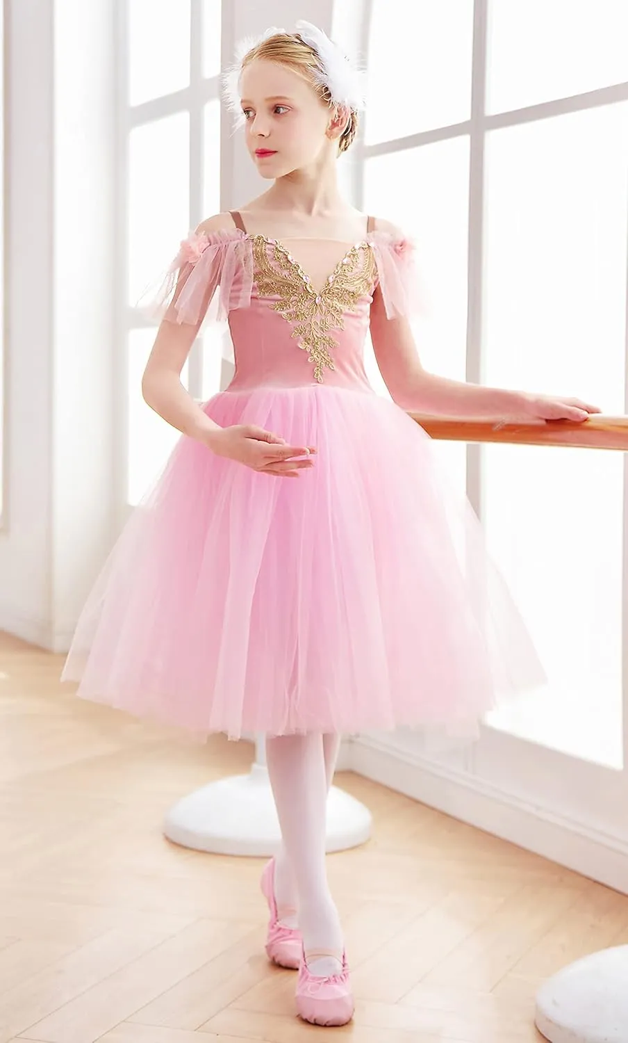 Girls Sundress swan Dance Dress Tutu Performance Long Tulle Dress Halloween Christmas Dress