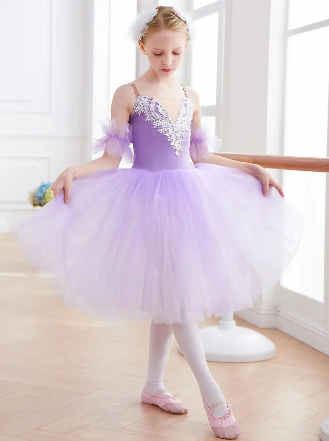 Girls Sundress swan Dance Dress Tutu Performance Long Tulle Dress Halloween Christmas Dress