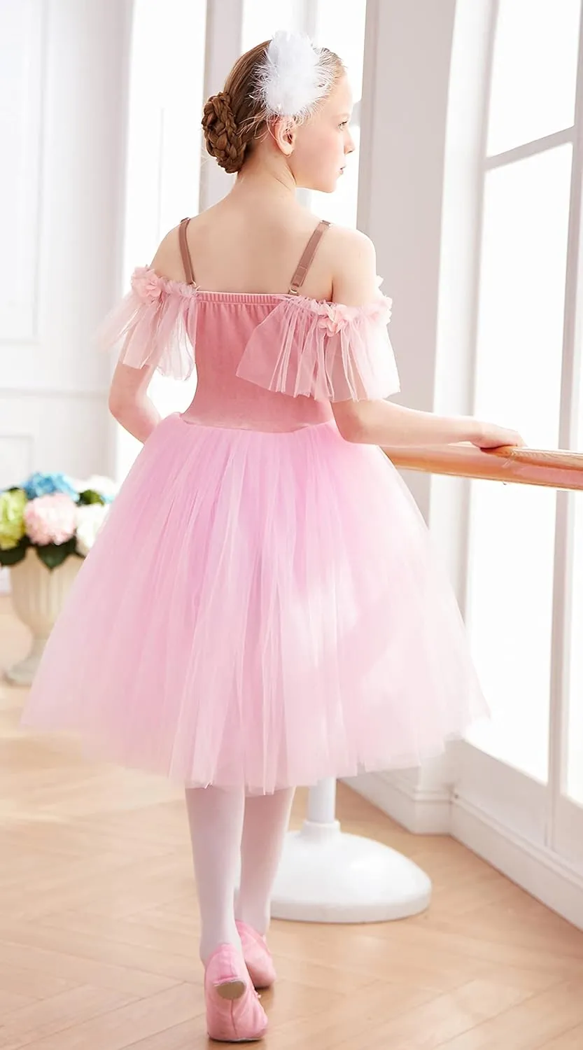 Girls Sundress swan Dance Dress Tutu Performance Long Tulle Dress Halloween Christmas Dress