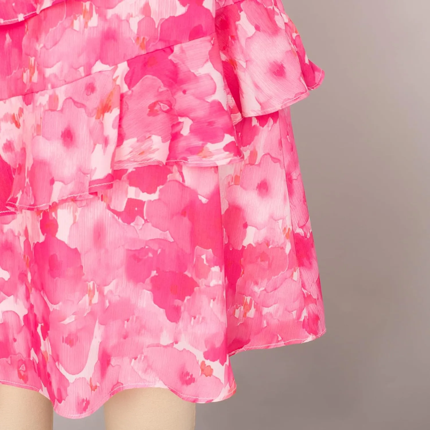 GRACE KARIN Girls Summer Dress A-line Square Neck Floral Ruffle Dress for Girls Size 5-14 Years