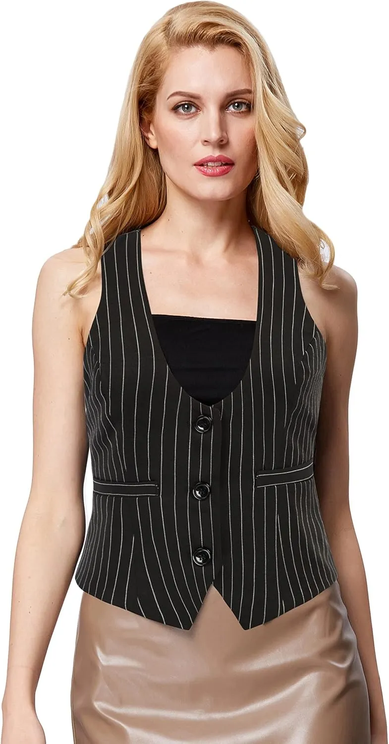 GRACE KARIN Womens Vest Top 2025 Trendy Academia Steampunk Waistcoat Racerback Vest BlazerRuns Small, Suggest Size Up