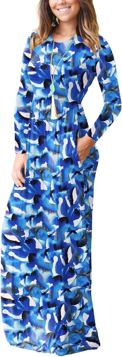 GRECERELLE Womens 2024 Maxi Dresses Long Sleeve Casual Long T Shirt Dress Travel Vacation Outfits