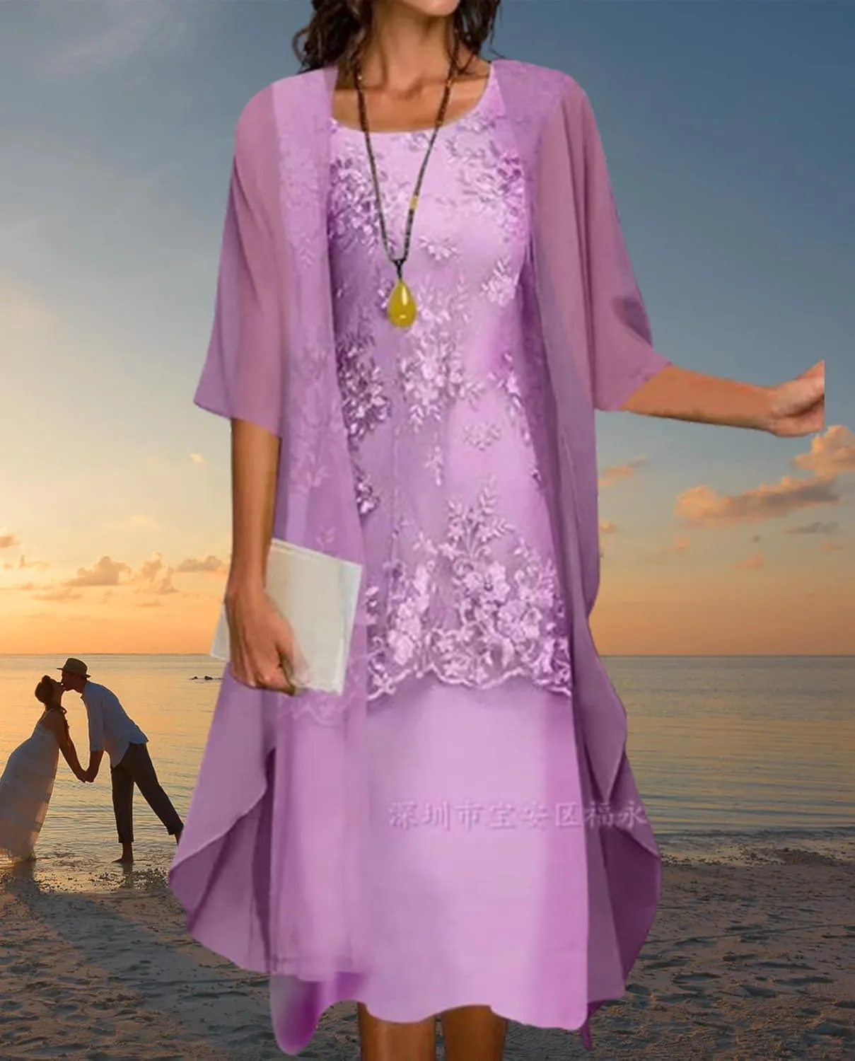 Guteidee Two Piece Set Maxi Dress for Womens Chiffon Cardigan Wedding Guest Floral Print Midi Dresses