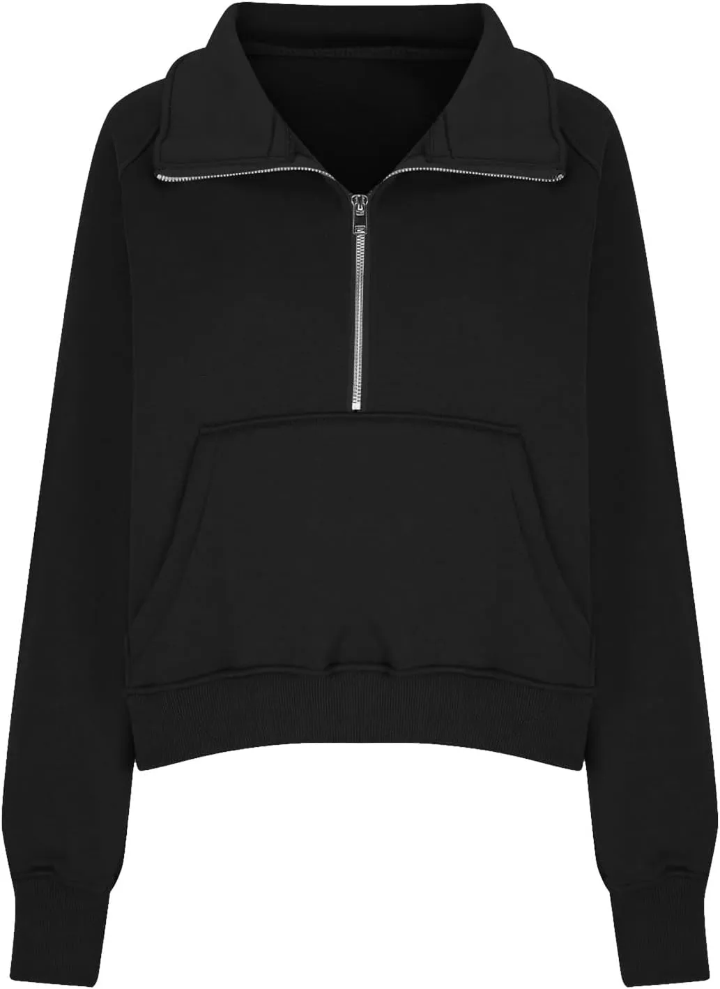 Half Zip Pullover Women Fall Fleece Oversized Sweatshirt Trendy 1/4 Zip Hoodie Y2k Cropped Sweater with Thumb Hole
