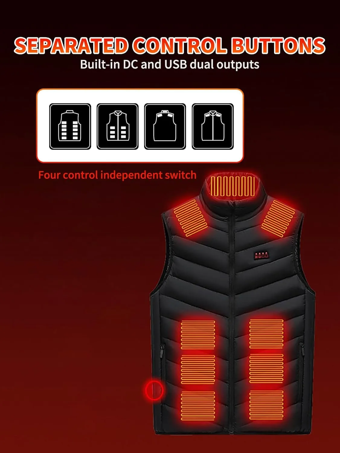 Heated Vest with 7.4V 30000mAh Battery Pack, 21 Heated Zones Electric Vest, 3s Quick Heating Sleeveless Jacket for Men