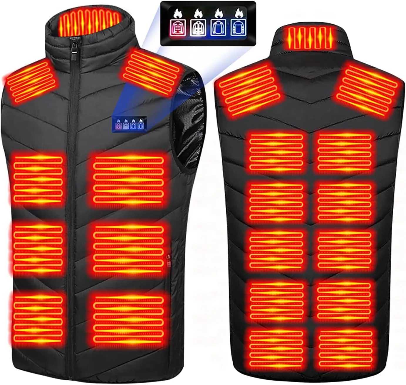 Heated Vest with 7.4V 30000mAh Battery Pack, 21 Heated Zones Electric Vest, 3s Quick Heating Sleeveless Jacket for Men