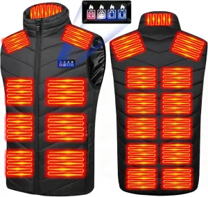Heated Vest with 7.4V 30000mAh Battery Pack, 21 Heated Zones Electric Vest, 3s Quick Heating Sleeveless Jacket for Men