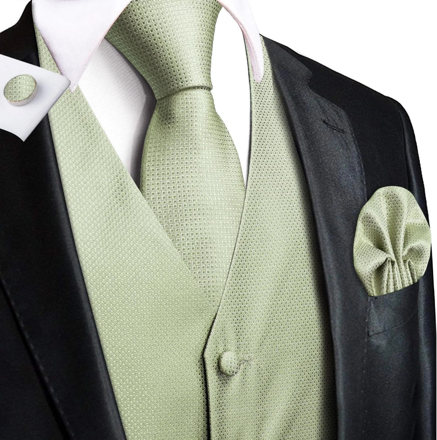 Hi-Tie Silk Mens Suit Vest and Tie Set Paisley Floral Jacquard Formal Dress Waistcoat For Tuxedo Wedding Party Business
