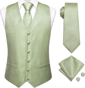 Hi-Tie Silk Mens Suit Vest and Tie Set Paisley Floral Jacquard Formal Dress Waistcoat For Tuxedo Wedding Party Business