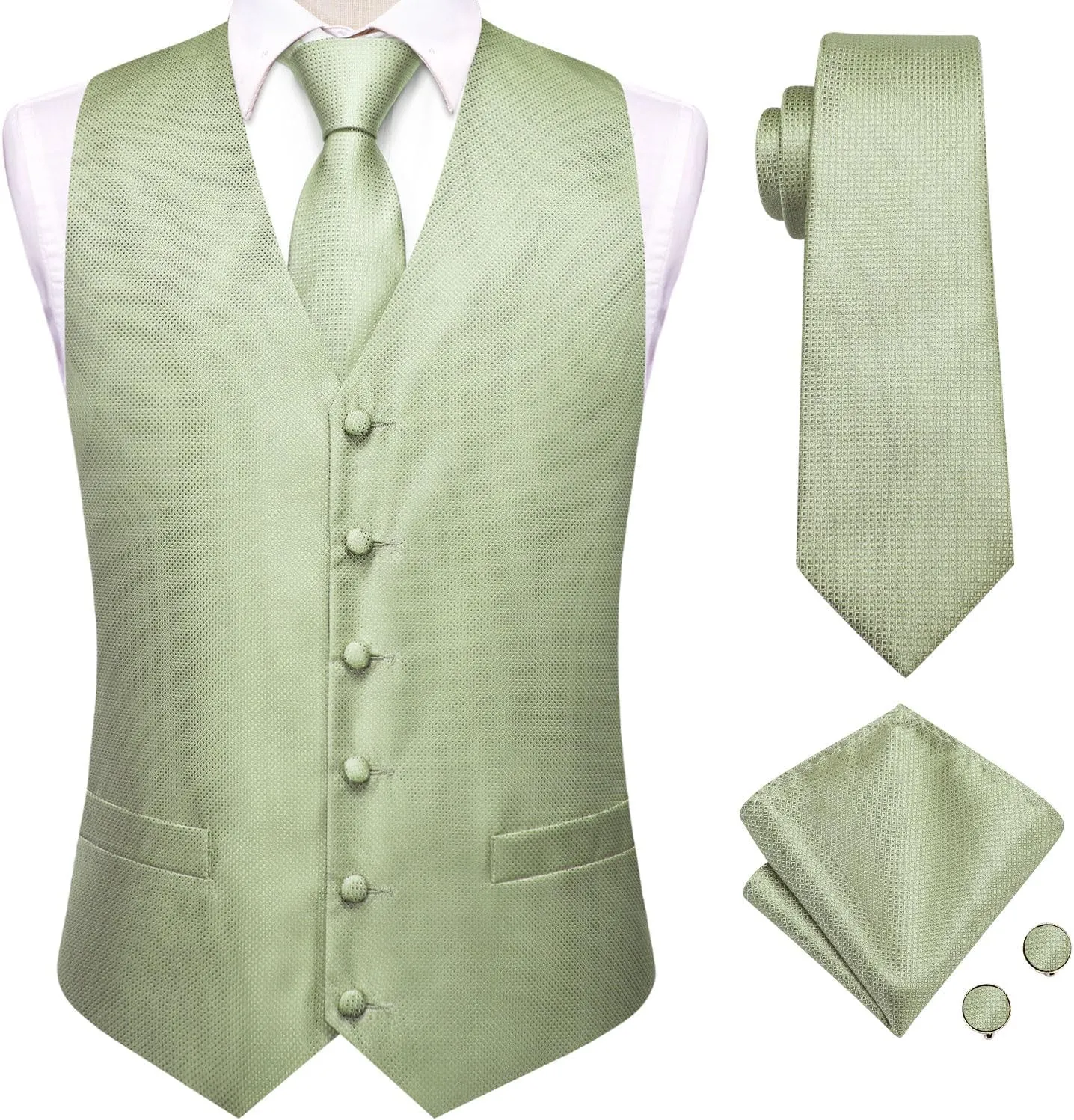 Hi-Tie Silk Mens Suit Vest and Tie Set Paisley Floral Jacquard Formal Dress Waistcoat For Tuxedo Wedding Party Business