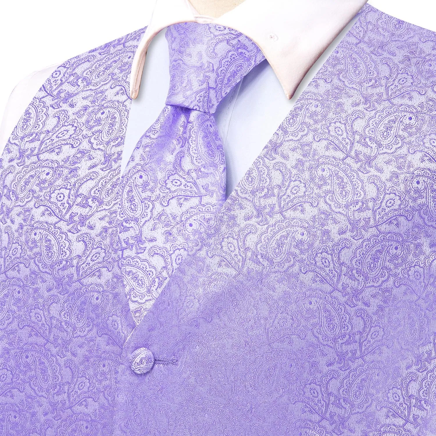 Hi-Tie Silk Mens Suit Vest and Tie Set Paisley Floral Jacquard Formal Dress Waistcoat For Tuxedo Wedding Party Business