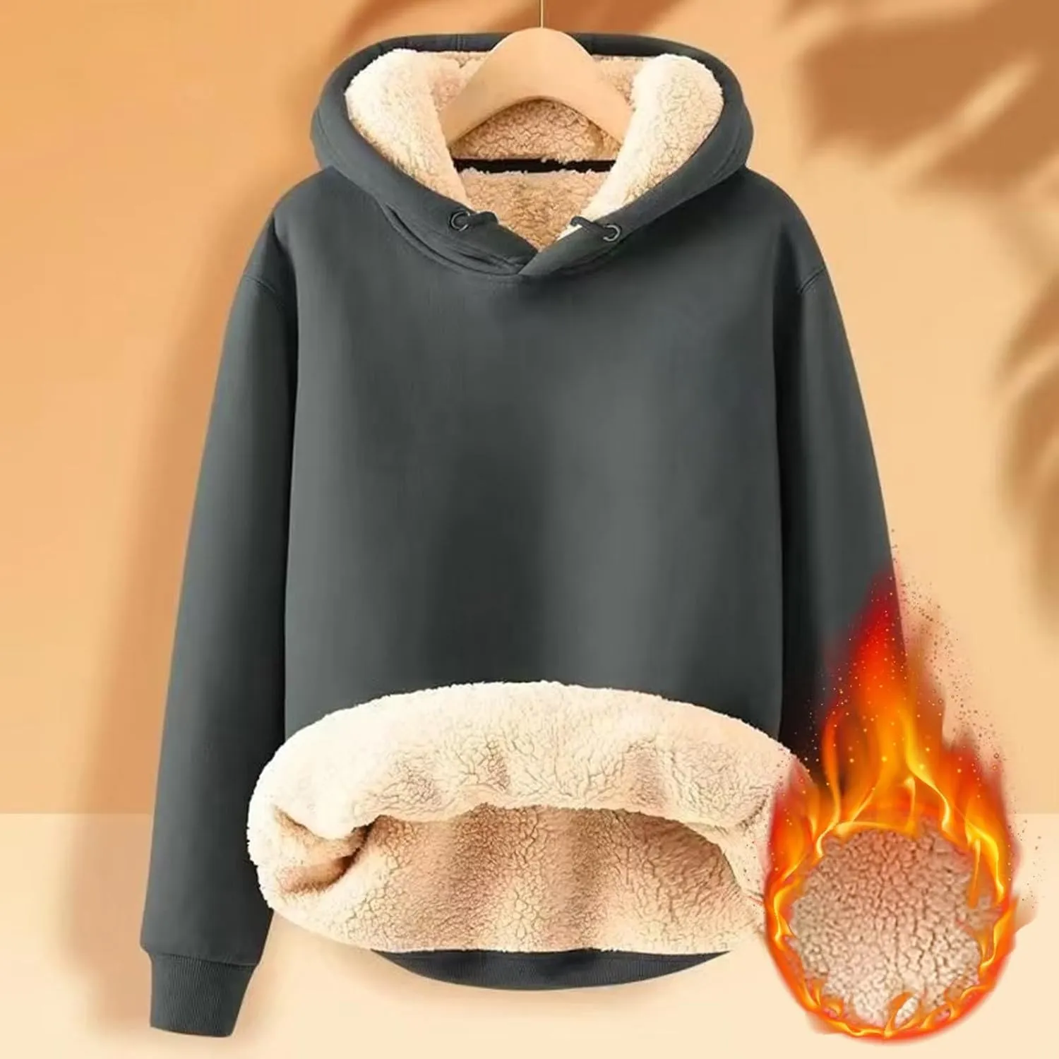 Hoodies for Men Long Sleeve Drawstring Hoodies Soild Hooded Shirt Winter Thick Pullover Basic Hoodie Kangaroo Pocket