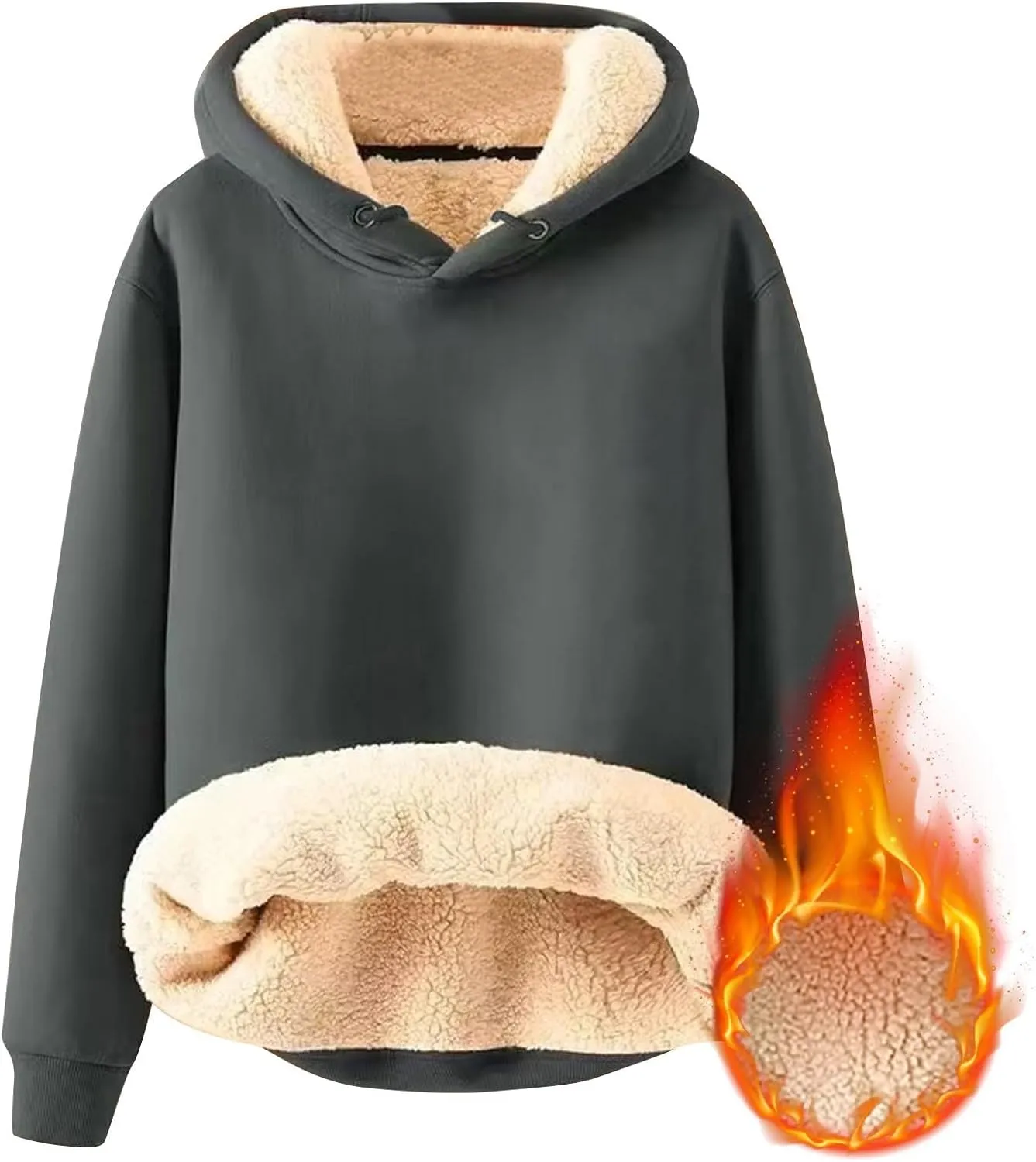 Hoodies for Men Long Sleeve Drawstring Hoodies Soild Hooded Shirt Winter Thick Pullover Basic Hoodie Kangaroo Pocket